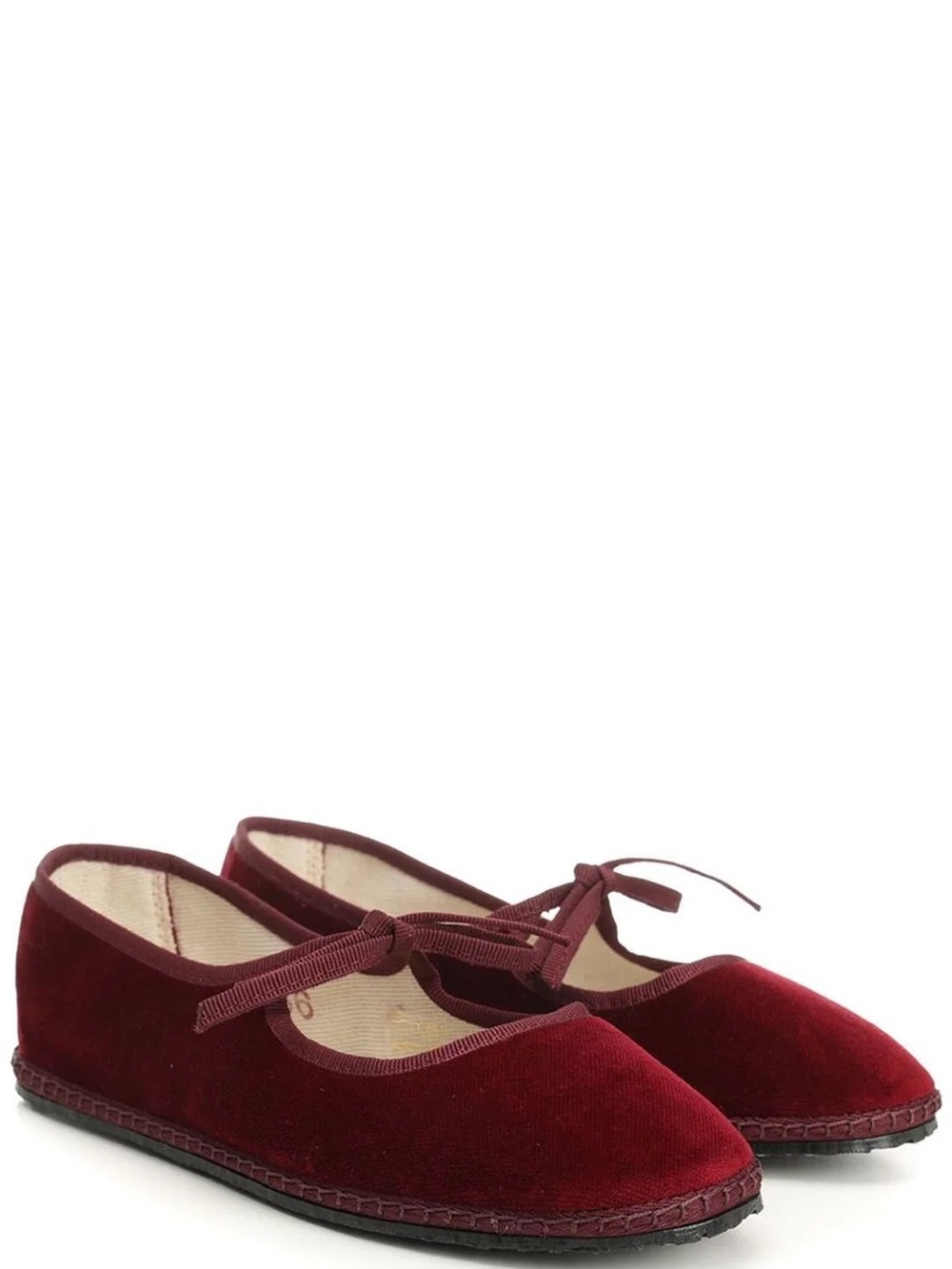 Vibi Venezia Burgundy Velvet Ballet Flats with Bow Tie